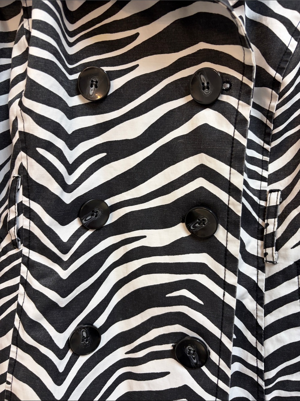 Grace Elements Black and White Zebra-Print Double-Breasted Peacoat - Picture 5 of 7